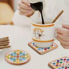 DIY Mosaik Fliesen für Basteleien, gemischte Farben Mosaik Sets mit Holz Untersetzer, handgemachte Glas Untersetzer Bastelsatz für Erwachsene, kreative handgemachte Heim Dekoration Geschenke. Beinhaltet runde & quadratische Bambus/Holz Tabletts, DIY Bastel-Materialien geeignet für Partys, Feiertage, Weihnachten