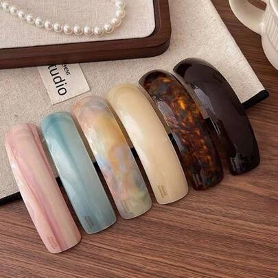 1pc High Quality Chic Hair Clip Spring Clip For Girl French Large Hairpin Headwear Glossy Elliptical Arc Hairpin Hair Accessories