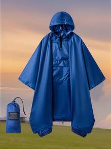 Poncho de ploaie multifuncțional 3 în 1 cu glugă și nasturi la decolteu, pelerină de ploaie portabilă cu buzunare, jachetă de ploaie ușoară pentru activități în aer liber pentru adulți