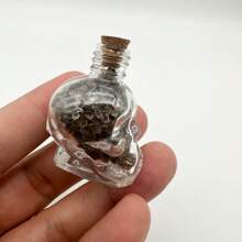 1 Unidad Botella de Deseos con Cabeza de Calavera de Triturado de Cristal Natural, Piedra de Cristal en Bruto, Decoración del Hogar
