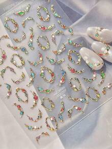 1片5D水晶钻石高品质美甲贴纸，可爱甜美风格美甲贴纸，宝石项链美甲贴纸，送给女孩的完美礼物