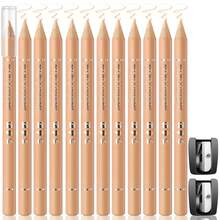 NKTWEAFVDERETAILLLC 12Pcs Barber Pencil Beige Skin Tone Magic Hairline Pencils Set Beard Guide Pen With Sharpener Barber Chalk For Lineup Edge Hair Design Shaping Trace Makeup Tool For Men - Beige&White - View 1