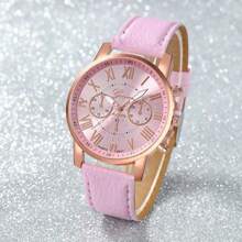 14pcs Women's Watch PU Leather Fashion Simple Three Eye Roman Scale Dial Quartz Watch Set Wristwatch Party Wedding Gift Beach Vacation Valentine Gift