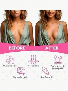 1pc Multifunctional Women's Invisible Bust Lift Tape, Anti-Glare Patch, Elastic Bust Wrap To Prevent Expansion And Swelling, Invisible Breast Lift And Lift Patch, Bandage Patch, Breathable Bust Lift Bra, Can Adjust Your Bust From A To E Cup! Super Adhesive, Won't Fall Off Even When Dancing And Sweating! Natural Gathering Shapes Charming Curves. Invisible And Seamless Design, Perfect For Deep V-Neck, Backless Dress, Wedding Gown. Breathable And Waterproof Material, Can Be Usedly For Sports And Fitness.