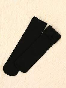 1 para damskich czarno-brązowych skarpet śnieżnych, ciepłe skarpety podłogowe z podszewką termiczną, codzienne skarpety domowe do połowy łydki i za kolano, zimowe, Y2K