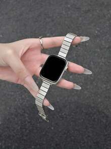 1pc Stainless Steel Bamboo Texture Watch Band, Compatible With Apple Watch