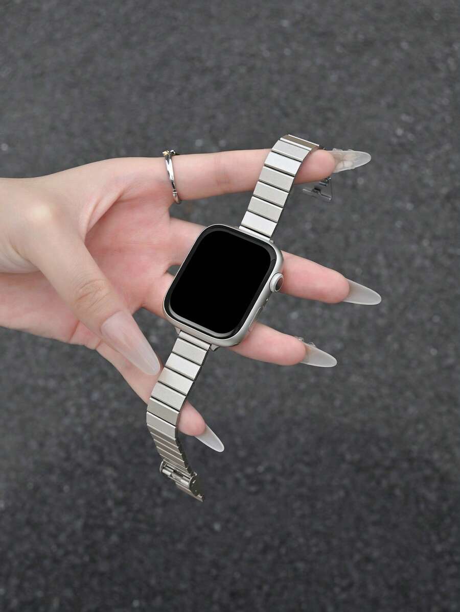 1pc Stainless Steel Bamboo Texture Watch Band, Compatible With Apple Watch