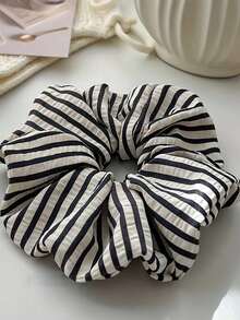 1 件加大码条纹布质发圈，优雅简约女士发圈，发圈，发圈，洗脸，发饰