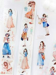 1 Roll Hand-Painted Artistic DIY Decorative Vintage Washi Tape, Life Series, Suitable For Gifts, Office, Home, Marking, Labeling, Classroom, Entertainment Toys, Student Planner Creative Retro DIY Decorative Stickers, School Supplies, Back To School