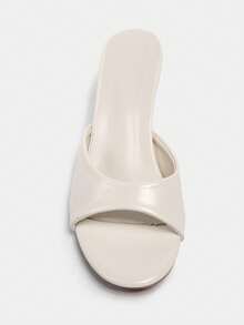 全新夏季女鞋漆面效果穆勒式尖头高跟凉鞋 [请参考尺码表了解尺码] - 米色 - 查看 11