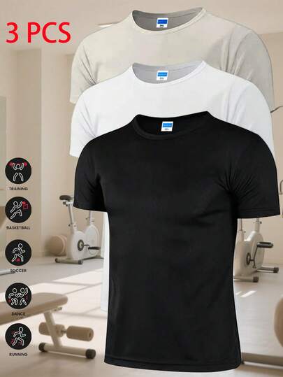 男士休闲运动衬衫三件套 - 速干短袖 | 返校季 | 四向弹力，易于叠穿 | 抗皱，适合健身和通勤