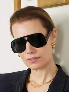 1 件女士时尚高端装饰飞行员风格大框时尚眼镜，时尚眼镜，适合节日、郊游、聚会、生日、户外旅行、商务礼品、辣味、高端、返校、万圣节、圣诞节