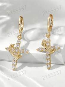 Fashion Elegant/Retro Copper Micro-Inlay Cross Earrings