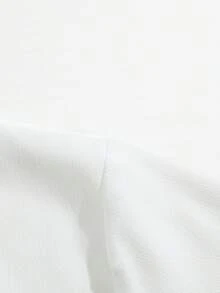 Men's Pleated Casual Loose Solid Color Retro High-End Short Sleeve Shirt, Summer - White - View 6