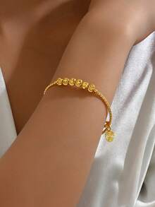 1pc EU&US Fashion Elegant Minimalist Commuter Golden Color Adjustable Open Bangle Bracelet For Women - A - View 18