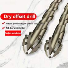 3 件套 4 齿偏心钻头，钢齿钻头，适用于金属、不锈钢、陶瓷、混凝土、玻璃、瓷砖 - 查看 6