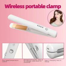 Wireless Straightener, Charging Version Hair Straightener And Curler 2-In-1, Unisex Mini Portable Straightener, Rechargeable Straightener And Curler, Multi-Function Wireless Straightener And Curler, Mini USB Wireless Non-Charging Straightener And Curler, High Capacity Rechargeable Hair Straightener And Curler For Bangs, Big Waves