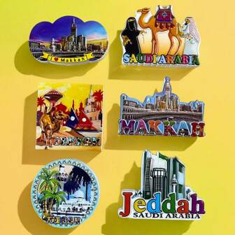 1pc 3D Cultural Fridge Magnet, Diraiyah Old Town, Saudi Arabia, Travel Souvenir Gift, Home Decor Saudi National Day Saudi Saudi Arabia