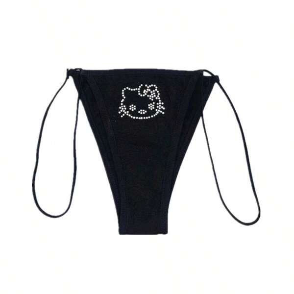 Sanrio Nuevas bragas tipo tanga sexy y cómodas con diseño de gato KT rhinestone y dibujos animados picantes en 3D