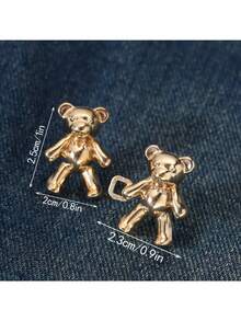 多色泰迪熊金属丝扣牛仔裤，腰部可调节，裤腰纽扣有白色、黑色、金色和银色可选。适合女性收紧腰部，打造纤细身形，提升腰线美感。可搭配牛仔裤，或作为节日、派对和家庭聚会的装饰品。 - 彩色 - 查看 4