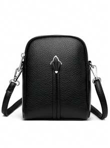 Bolso de mano de unicolor y suave para mujer, bolso de hombro cruzado de lujo de 2025 para mujer