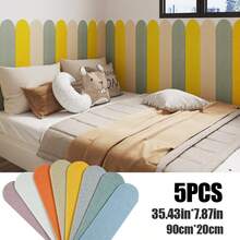 5pcs Colorful Arched Fabric Wall Stickers - Self-Adhesive DIY Anti-Collision Wall Borders, Easy To Peel And Stick, Customizable, Thick And Non-Transparent, Suitable For Living Room, Bedroom, Study, Store, Color Blocking Wall Decor | Home Decor - Multicolor - View 1