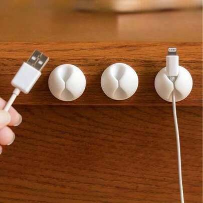 3pcs Cable Organizer Set, Desktop Cable Management Holder, Hidden Smartphone Charging Dock, Suitable For Bedside, Kitchen And Office, Multifunctional PP Material Desktop & Car Cable Organizer, No-Drill Adhesive Cable Clips, Fashionable Electronic Device & Portable Charger Tidy Accessories