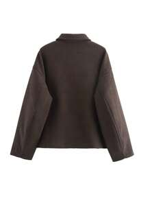 秋季女士纯色长袖夹克时尚新款翻领拉链女式夹克女式街头风格外套