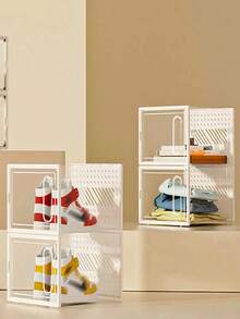 Large Shoe Organizers, 6 Pack Shoe Boxes Clear Plastic Stackable, Dust-Proof Shoe Container Stackable, Shoe Storage Organizers For Closet, Good Replacement For Shoe Rack, Under Bed - Black - View 4