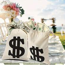 4pcs Canvas Money Bags With Dollar Sign - Perfect For Halloween, Cosplay & Party Favors, Costume, Prop/1PC