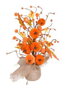 1PC Autumn Decoration Thanksgiving Tree Pumpkin Maple Leaf Berry Home Pumpkin Desktop Decoration Halloween Thanksgiving Decoration Interior,Fake Plants