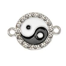 6 Stücke/Set DIY Schmuckverbinder, Schwarz & Weiß Yin Yang Legierung Taoistische Serie Ohrringe, Armbänder, Anhänger Handarbeits Materialien - Tratsch - Übersicht 3