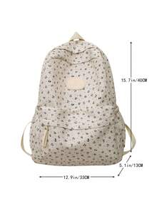 Large Capacity Popular Floral Student Backpack, Cute Women's Backpack, Suitable For Teenagers, High School Students, College Students, Graduates, Returning To School, Graduation Season, Male And Female Students, Used As Classroom And Shopping Bags, Class Travel Bags - Multicolor - View 9
