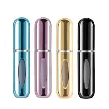 Juego de 4 atomizadores de perfume de viaje - Botellas de spray recargables y a prueba de fugas de 5ml con niebla ultrafina, dispensador de fragancia portátil aprobado por la TSA para el bolso, el gimnasio, la oficina y las vacaciones, color plateado