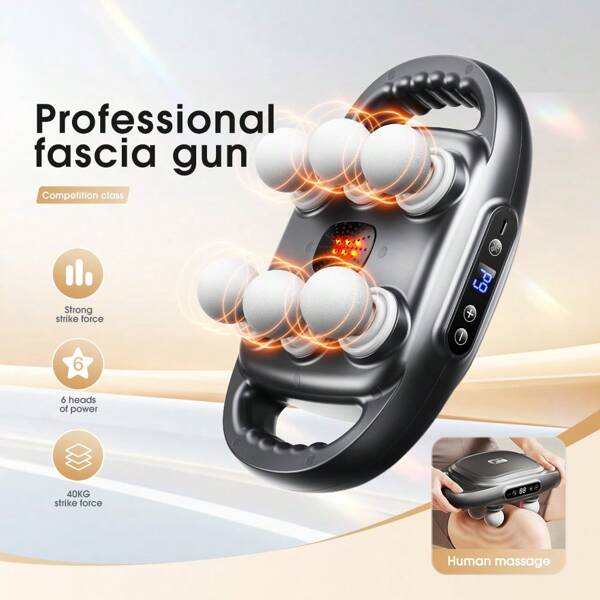 Massagepistool voor diepe weefselmassage, percussiemassage voor de rug voor atleten, spiermassagepistool voor pijnverlichting met 6 massagekoppen