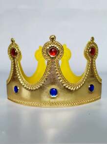 1/2 pezzi Corona dorata da re per adulti, costume da principe con diamanti, copricapo, decorazione per torte, cappello corona per feste di compleanno