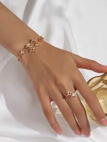 1 套铜材质中东流行发光精致手链和戒指豪华礼品套装，适合日常佩戴 - 手鐲+戒指 - 查看 9