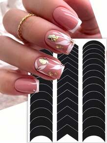Set de 7/6/1 pieza de lima de uñas con guías para puntas de uñas, puntillas de uñas con diseño ondulado, set de pinzas y plantillas para decoración de uñas