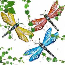 OBABA Metal Dragonfly Wall Decor, Outdoor Yard Art Fence Decor Garden Hanging Decorations For Patio, Indoor Home, Living Room, Bedroom,3 Pack (S)