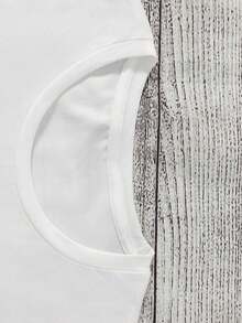 Cartoon Image Short Sleeve Round Neck T-Shirt, Casual And Fashionable Short Sleeve T-Shirt, Micro Elastic, Opaque, Easy Care Material, Perfect For Everyday Wear, Ladies T-Shirt - 白色 - 查看 3