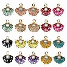 16mm 10Pcs 5 Pairs Faux Pearl Shell Pendant Earring Necklace Making Jewelry Accessories