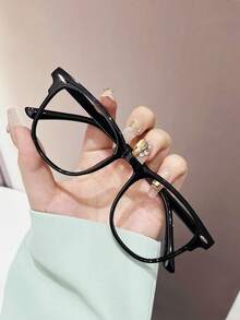 1副/2副复古Y2K男女通用透明镜片眼镜，时尚百搭，修饰脸型，适合日常装饰、摄影、约会、阅读、游戏、电脑使用、返校季等场合，可与近视眼镜搭配佩戴。 - 彩色 - 查看 4