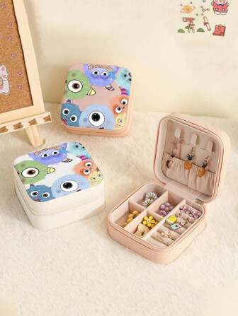 1pc Cartoon Animal Jewelry Box, Creative Small Cute Monster Jewelry Storage Box