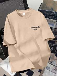 Teen Boy Loose Plus Size Casual Simple Street Vacation Coconut Tree Graphic Printing Crew Neck Short Sleeve Pullover T-Shirt Spring And Summer New Styles,Loose Oversized Size