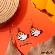 1 par/6 pares de pendientes novedosos y de moda con diseños de gato, murciélago, momia y escoba de bruja para mujeres, regalos de fiesta de Halloween para amigos