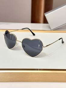1 buc Ochelari de soare în formă de inimă cu ramă metalică casual pentru femei, ochelari versatili la modă pentru zi cu zi, plajă, călătorii, petrecere, festivaluri de muzică Y2K, nuanțe de inimă