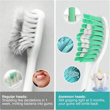 Toothbrush Replacement Heads Compatible With Philips  E-Series      Screw-On Electric Toothbrush Handle Head Come With Hygienic Caps, 3 Count, Green - 綠色 - 查看 4