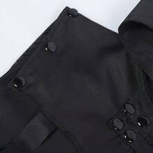 Medieval Cosplay Renaissance Punk Jacket Costume, Vintage Goth Style Long Coat, Stage Performance Wear For Halloween - Black - View 7