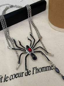 1 件不锈钢万圣节恐怖性感蜘蛛吊坠项链