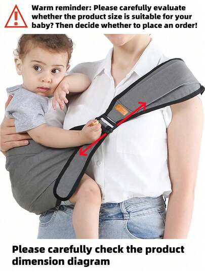 1pc Grey Unisex Newborns' All Seasons Front Facing Baby Carrier Waist Stool, Travel Gear
